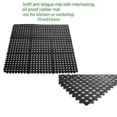 Black Anti Fatigue Mat with Holes for Work Place or Factory